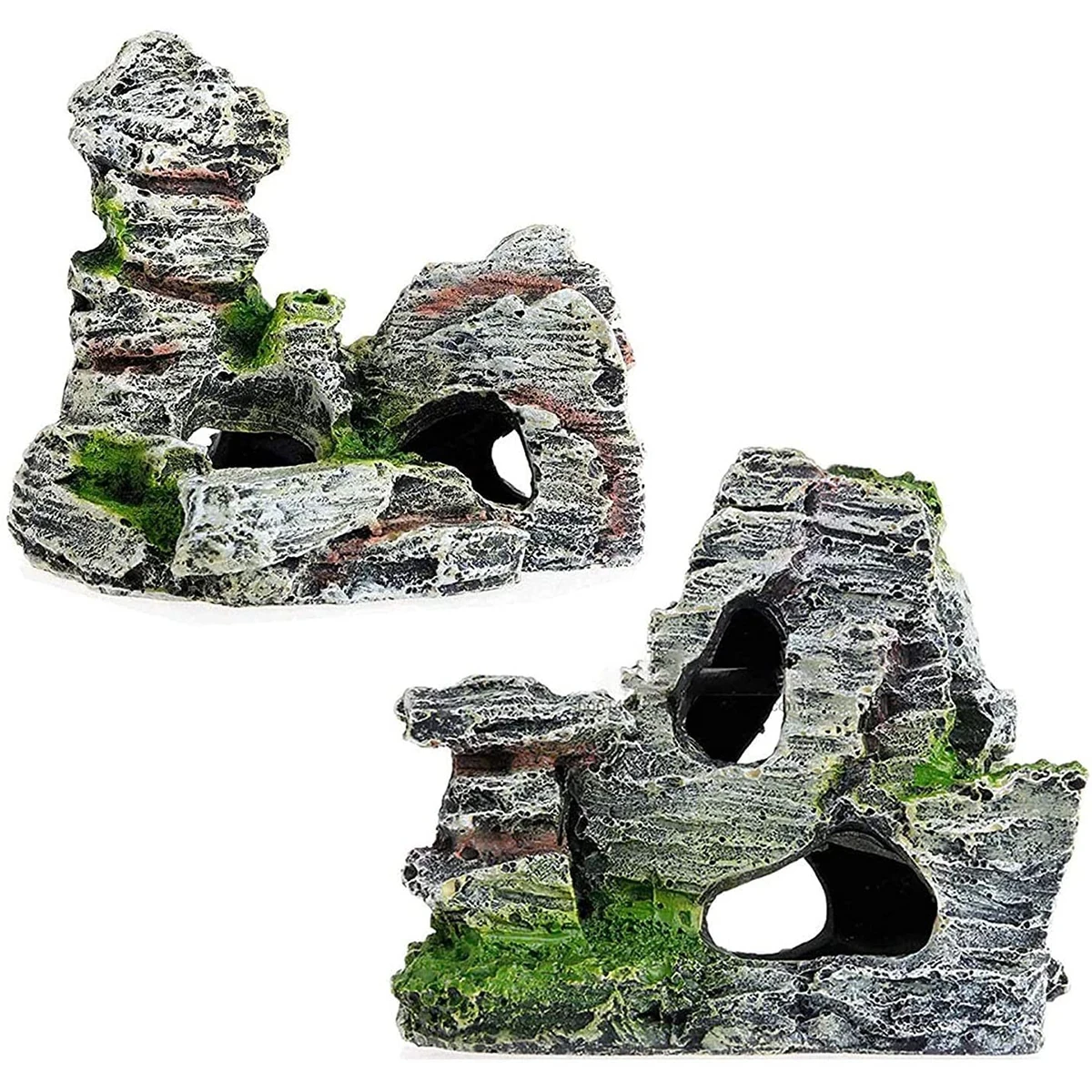 Mini Decorative Green Grass Fish Aquarium Decorative Resin Aquarium Accessories Aquarium Resin Cave Mountain View Decor