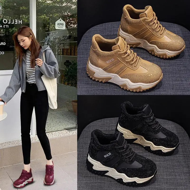 

Casual Versatile Real Leather Dad Shoes Classic Sports Agan Shoes Thick Bottom All Match Small Size Comfortable Fashionable