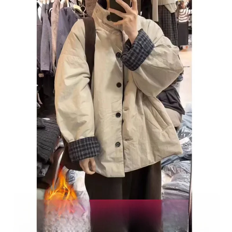 

Зимнее хлопковое джето, женское модное теплое пушистое пальто на одной пуговице, длина-стойка, хлопковое пальто...