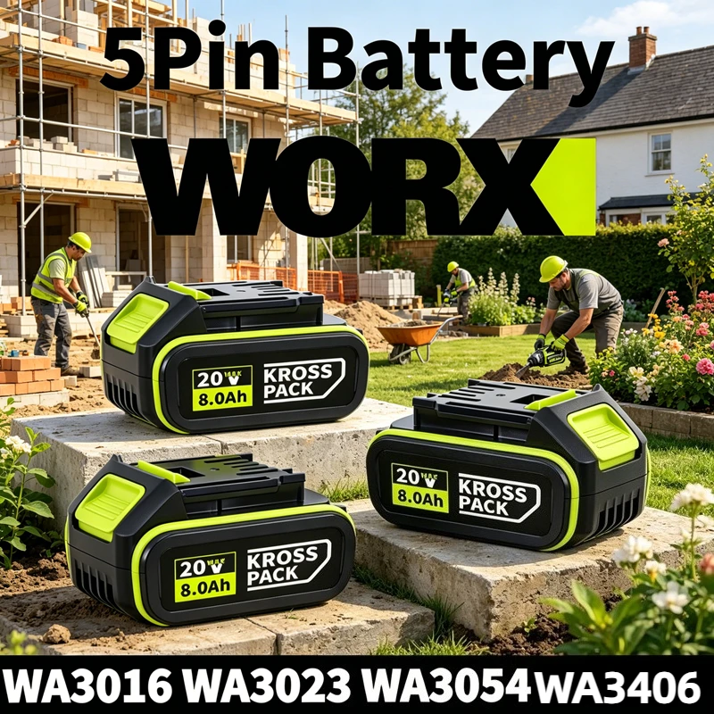 WORX 20V 6.0Ah 8.0Ah Rechargeable Battery,For Brushless Lithium drill Multifunctional Rechargeable Hand drill dual-Speed drill
