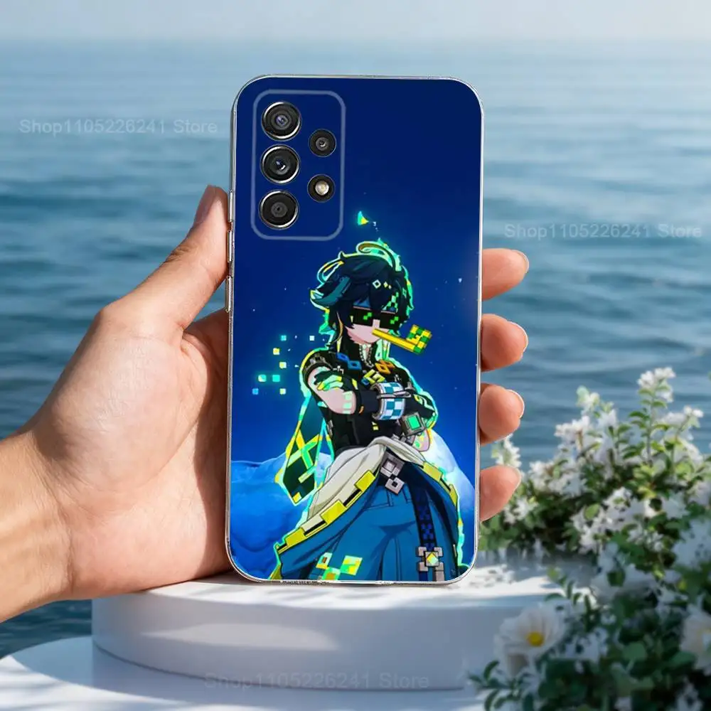 Funda de teléfono K-kinich Genshin Impact para Samsung A30,71,51,S9,10,20,Ultra,FE,Lite, S22,23,21,PIus, transparente, funda de silicona