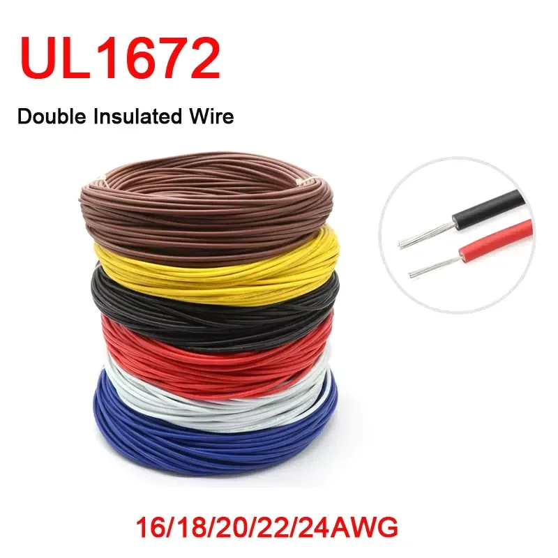 1/5M UL1672 PVC Electronic Wire 16AWG 18AWG 20AWG 22AWG 24AWG Double Insulated Copper Tinned