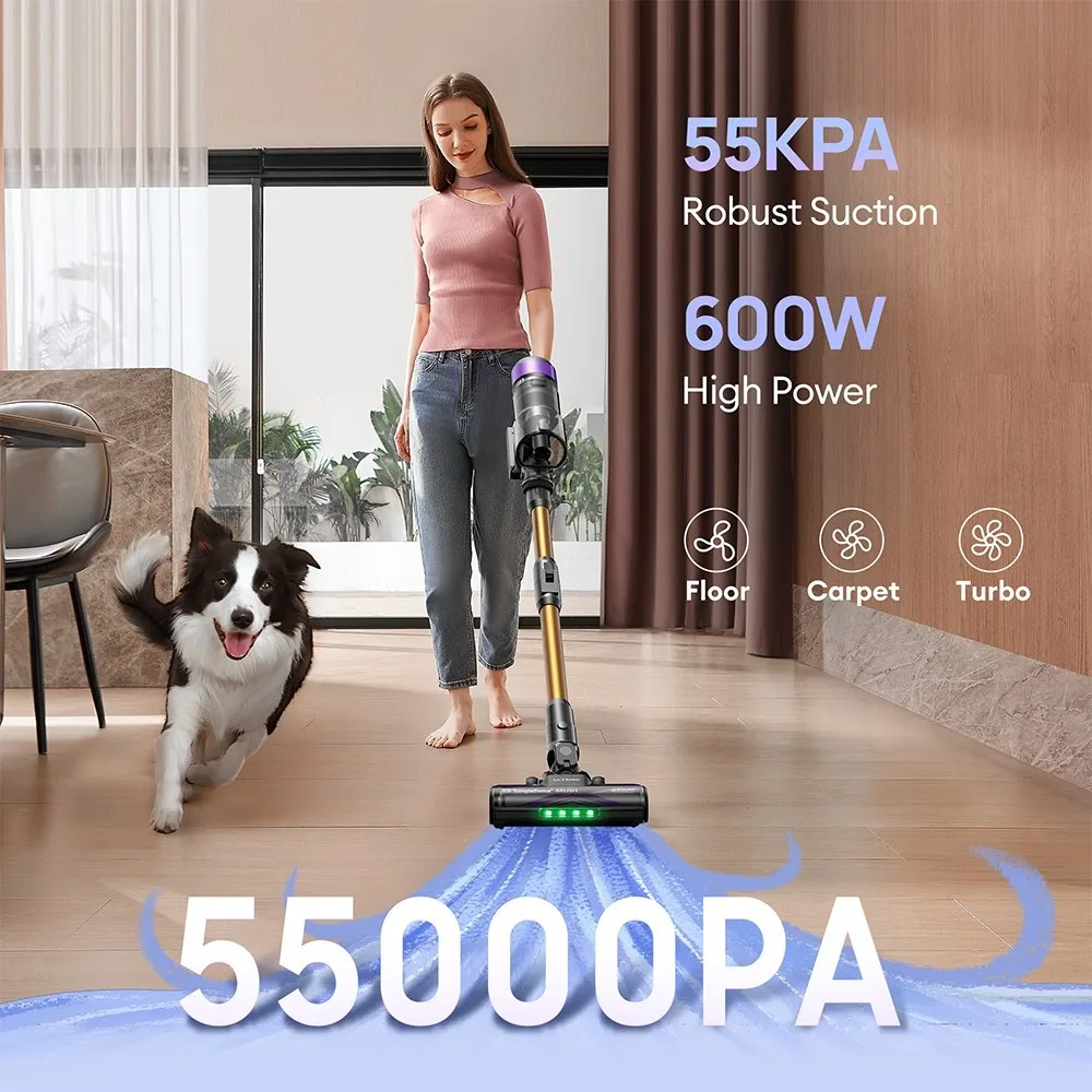 Aspiradora de mano inalámbrica Ultenic U20, potencia de succión de 55.000 Pa, depósito de polvo de 1,5 L, 60 minutos de autonomía, tubo