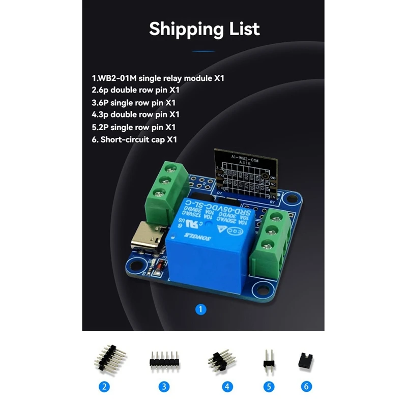 WB2-01M Single Relay Module WIFI Bluetooth Wireless Iot Development Board Module For Smart Home Applications