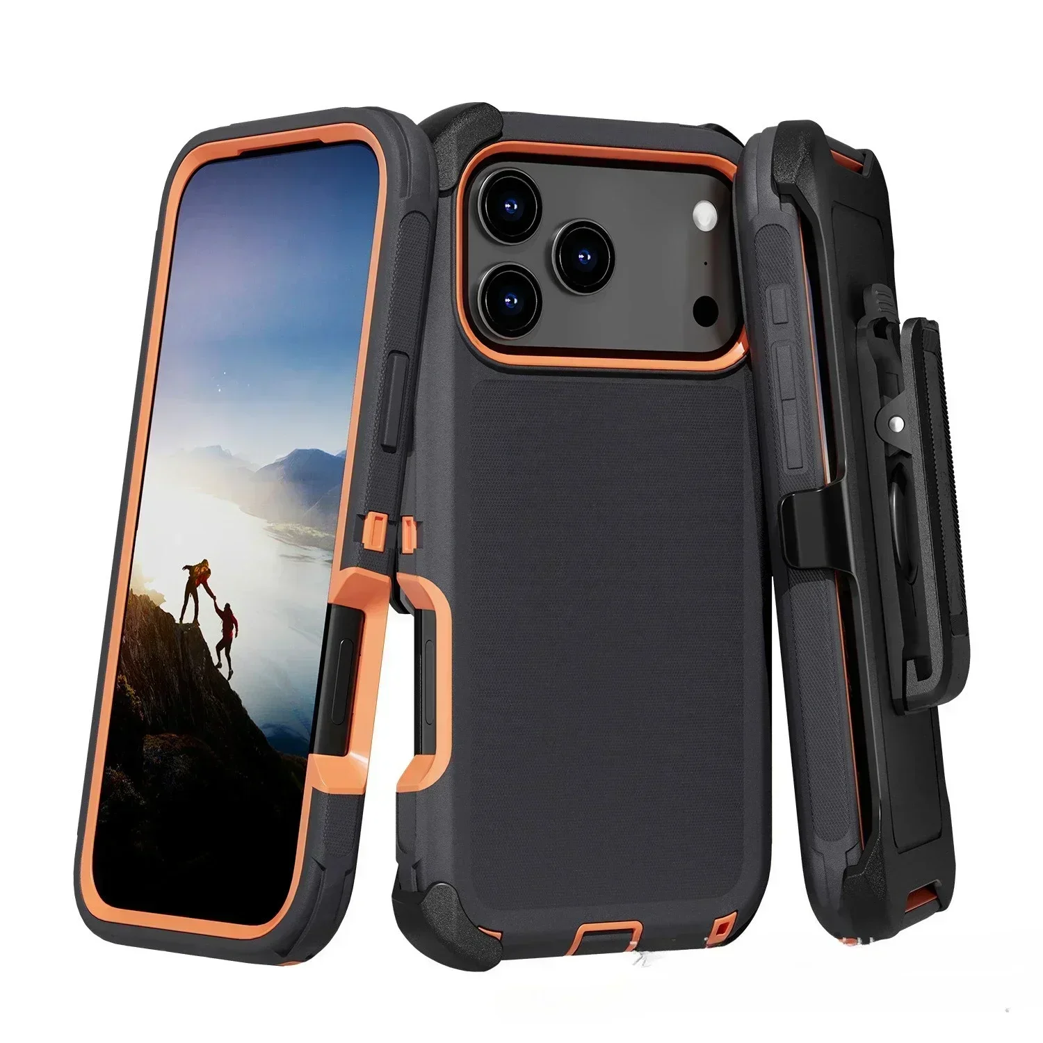 Funda de teléfono 3 en 1 con armadura militar a prueba de golpes para iPhone 17 Pro Max 17 Pro Air 16 15 14 13 Pro Max Otter, funda con Clip para cinturón