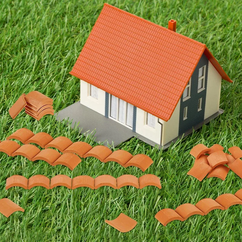 200 Pcs Roof Tiles Model Building Set Red Miniature Tiles For DIY Landscape Kitchen Garden Decoration