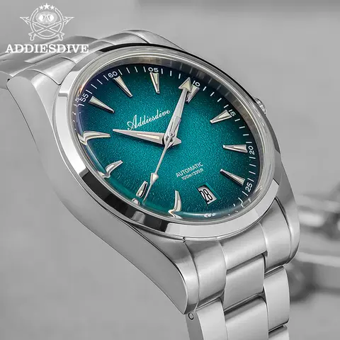 ADDIESDIVE 기계식 시계 BGW9 빛나는 그라데이션 블루 39mm NH35 자동 시계 방수 10Bar 럭셔리 드레스 시계 AD2094