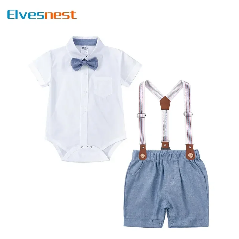 Fashion Baby Clothes Boys Outfits Cotton Short Sleeve Tops Strap Shorts 2 PCS Summer Children Boys Clothing Sets 1-3 Years