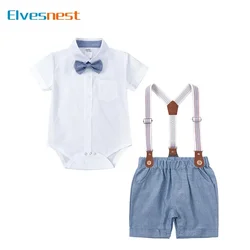 Fashion Baby Clothes Boys Outfits Cotton Short Sleeve Tops Strap Shorts 2 PCS Summer Children Boys Clothing Sets 1-3 Years