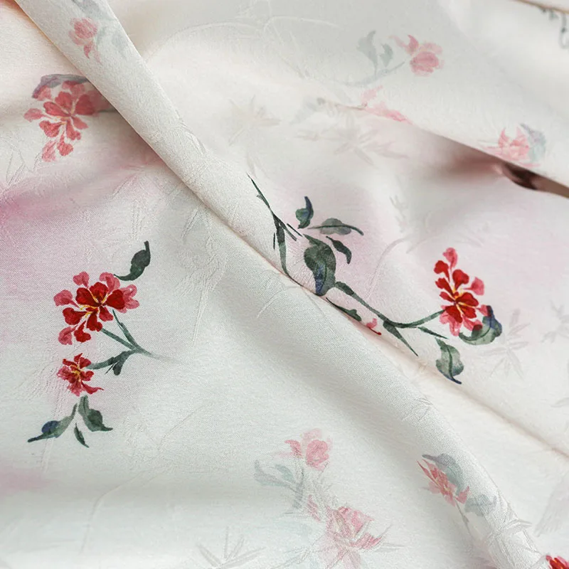 Freihand-Safflower-Kalligraphie-Set im nationalen Stil, Jacquard-Druck, Stoffhemd-Set, Cheongsam-Kleid, Frühling, Herbst und Sommer – Detail 5