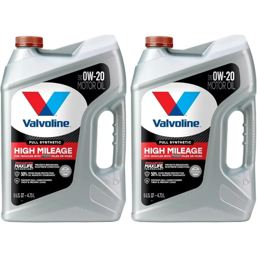 

Full Synthetic High Mileage Motor Oil with MaxLife Technology SAE 0W20 for Extended Engine Protection and Improved Fuel Efficie