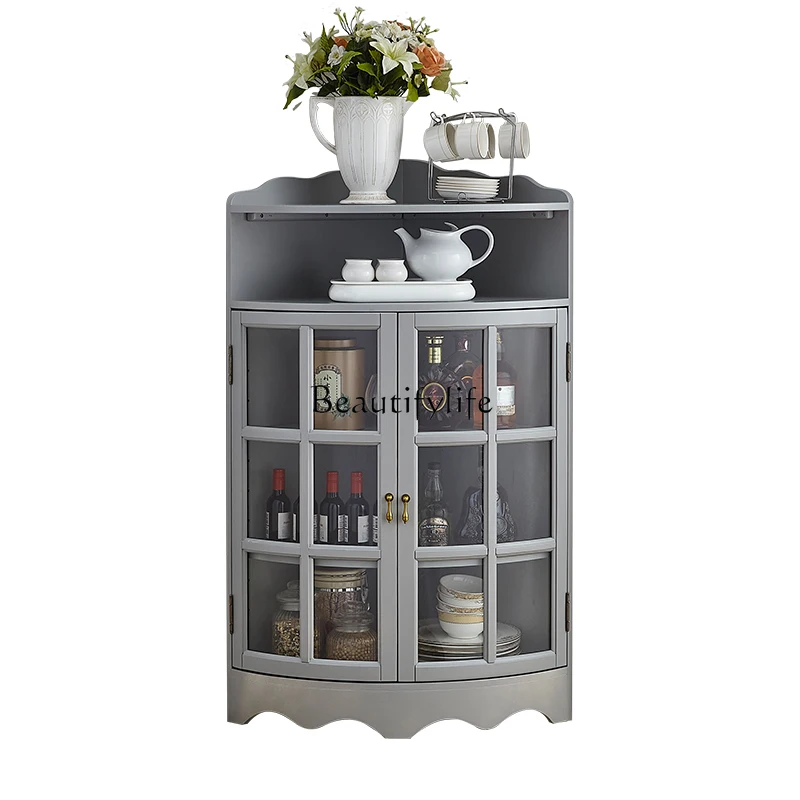 

Light Luxury Solid Wood Corner Cabinet Wall Corner Triangle Living Room Rack Small Wine Cabinet