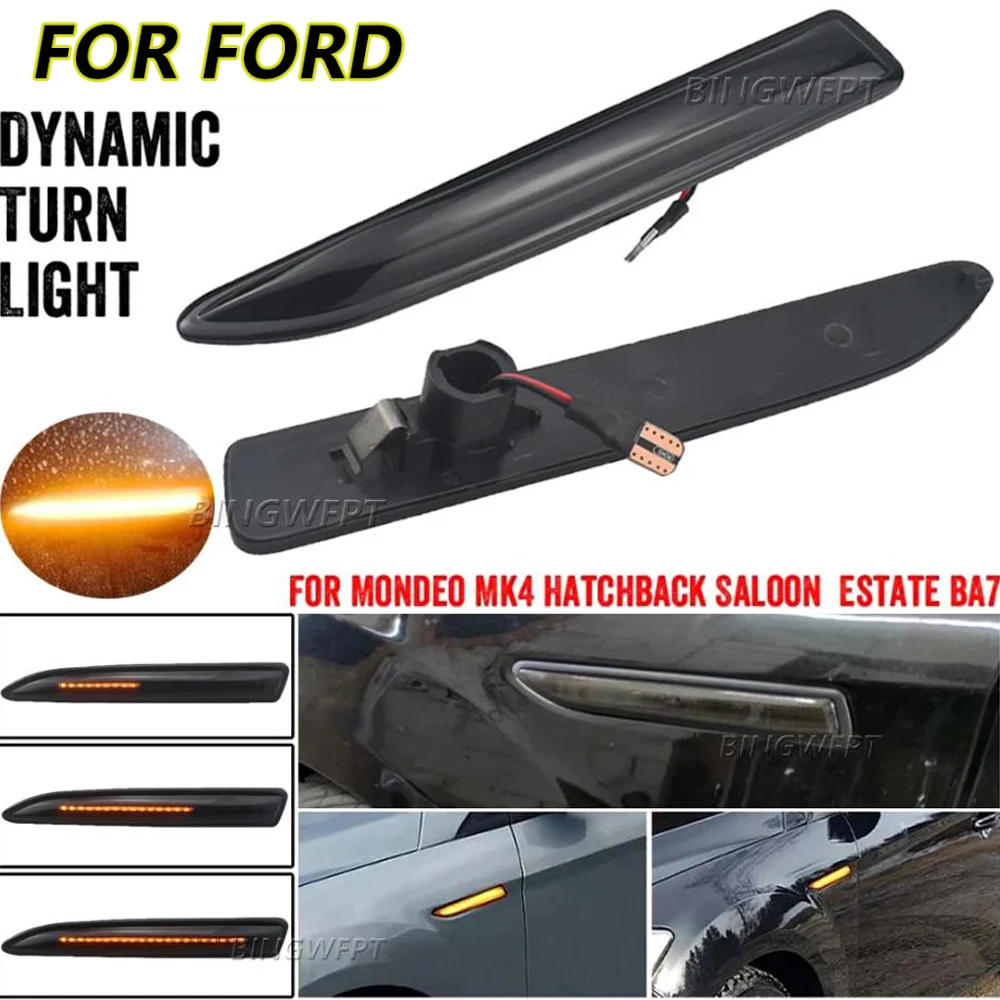 2 X LED Dynamic Side Marker Turn Signal Sequential Blinker Lamps For Ford Mondeo Mk4 Hatchback Saloon Estate (BA7) 2007-2015