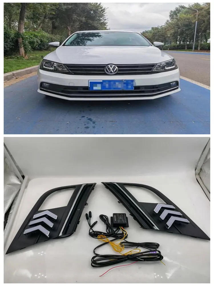 

Светодиодные ДХО для Volkswagen VW Jetta Sagitar MK6 2015 2016 2017, водонепроницаемые дневные ходовые огни с динамическим указателем поворота