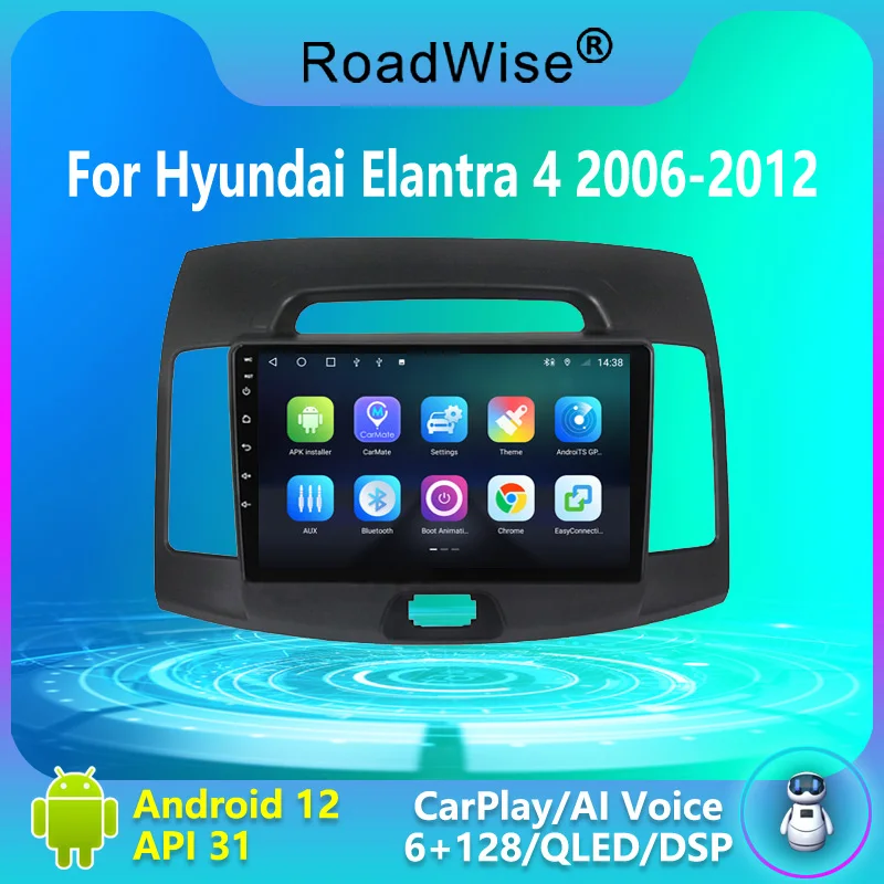 

Roadwise 8+256 Android 12 Car Radio for Hyundai Elantra 4 HD 2006 - 2012 Multimedia 4G Wifi GPS DSP DVD 2 DIN Autoradio Stereo