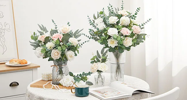 20 Stück Künstliche Gemischte Eukalyptusblätter-Stiele, Silberdollar-Blätter für DIY-Blumensträuße, Blumenarrangements, Heimdekoration, Hochzeit – Detail 4