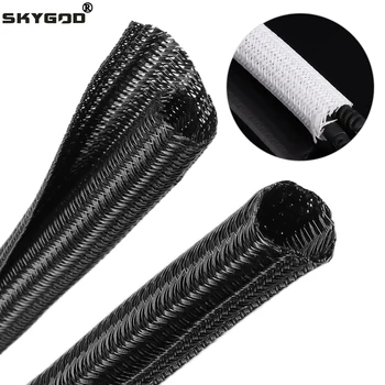 1~50m Expandable Cable Sleeve PET Braided Self Closed Auto Insulated Wrap Flexible Pipe Tube Split Line Protector Wire Organizer