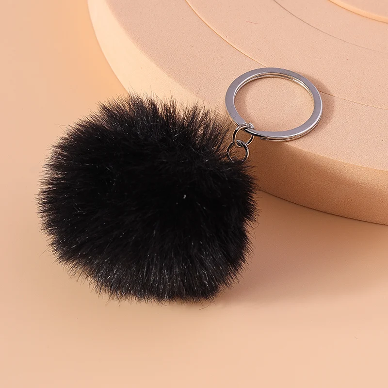 Mode Candy Farben Plüsch Ball Schlüsselbund für Auto Schlüssel Halter Frauen Mädchen Handtasche Anhänger Schlüsselanhänger Zubehör DIY Schmuck Geschenke – Detail 14