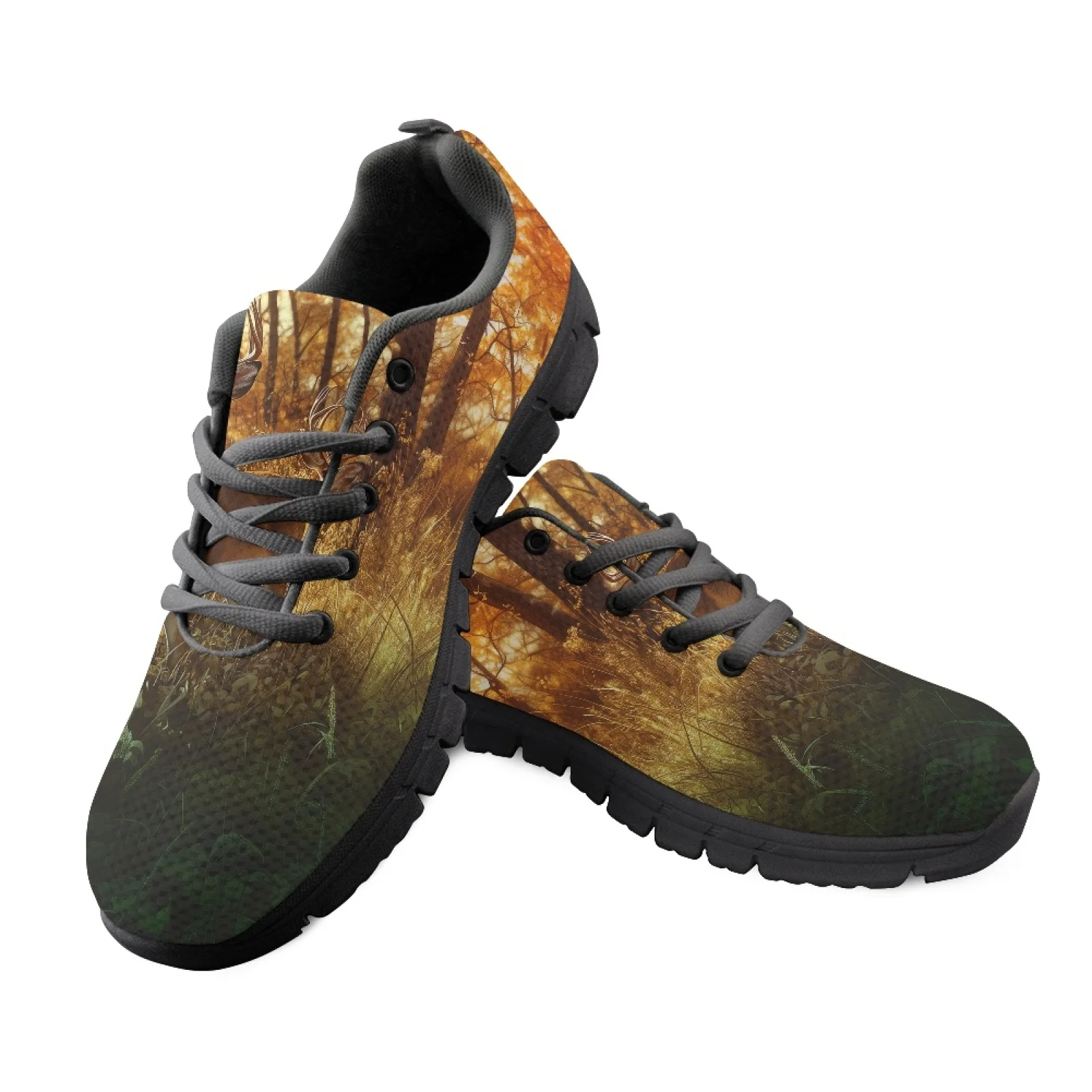 Coloranimal Golden Forest Deer Women Cushioned Jogging Shoes for Long Standing Comfort Mens Athletic Sneakers Footwear