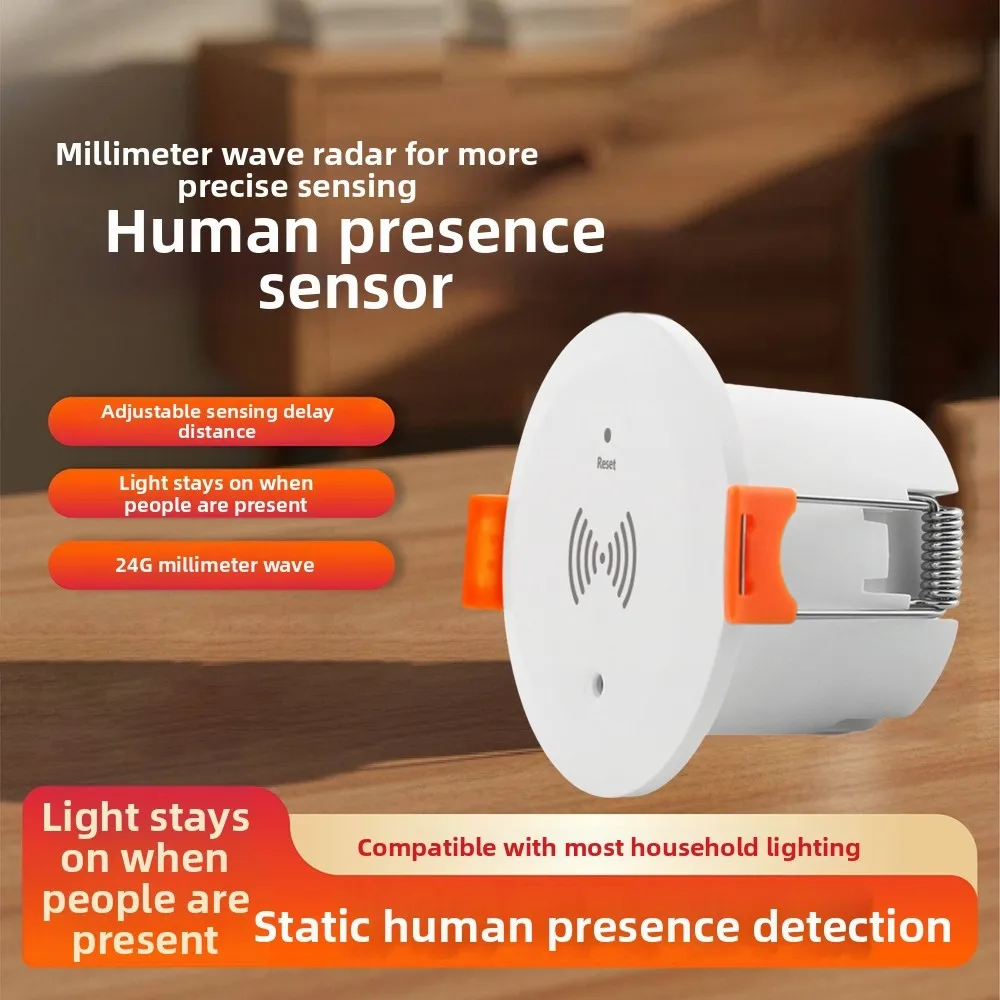 For Tuya Integrated For Zigbee Human Presence Sensor with 24G Detection and Light Sensing for Ceiling Mount Use