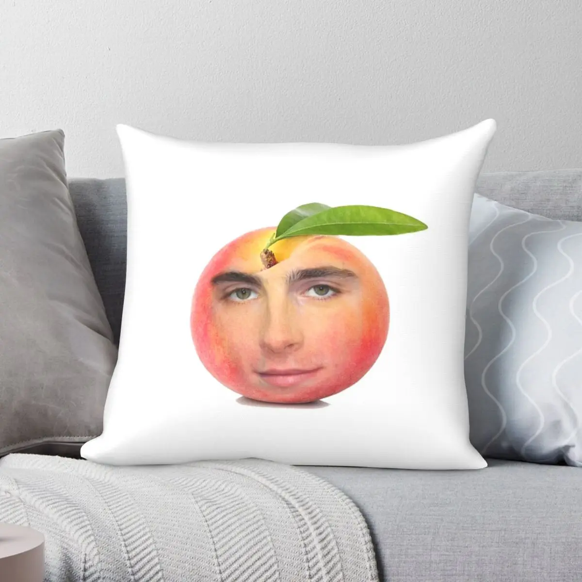 

Timothee Chalamet Peach Design Square Pillowcase Polyester Linen Velvet Creative Zip Decor Throw Pillow Case Home Cushion Cover