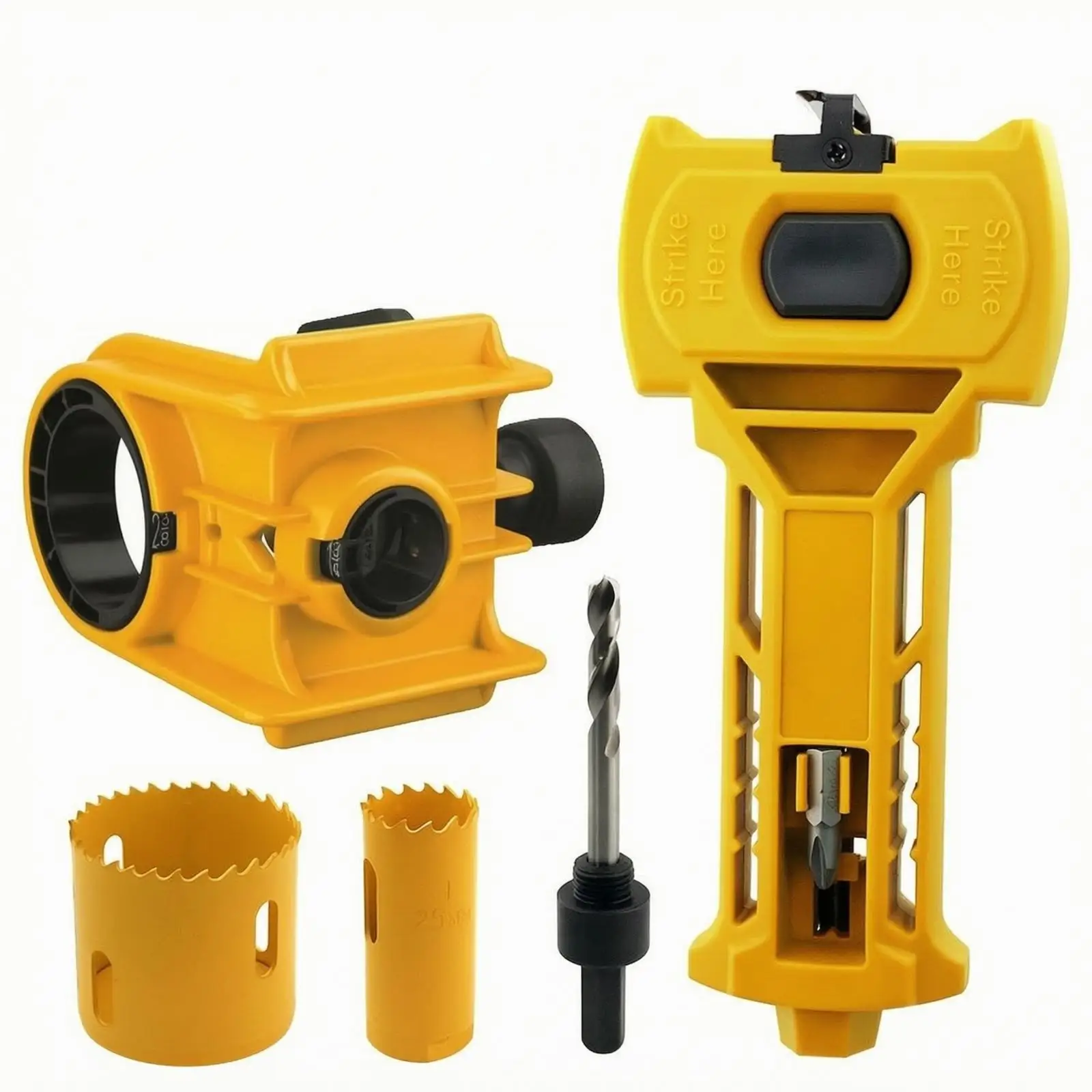Door Lock Hole Opener Tool Kit for Wood Door Prep with Guide Drill Arbor and Phillips Shaping Bit