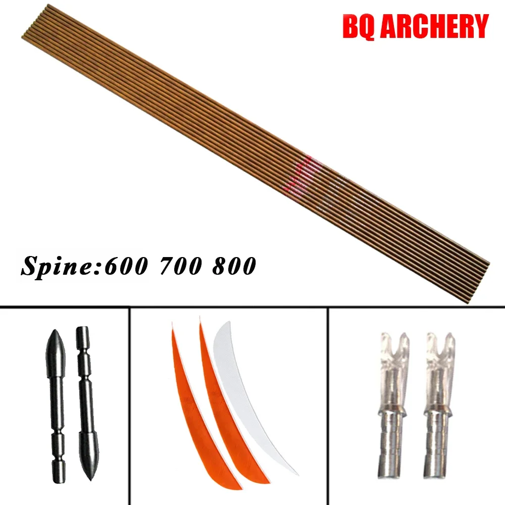 

12pcs Linkboy Archery Carbon Arrows ID 4.2mm Sp600-1200 3inch Turkey Feather Arrows Tips 80gr for Recurve Bow Longbow Hunting