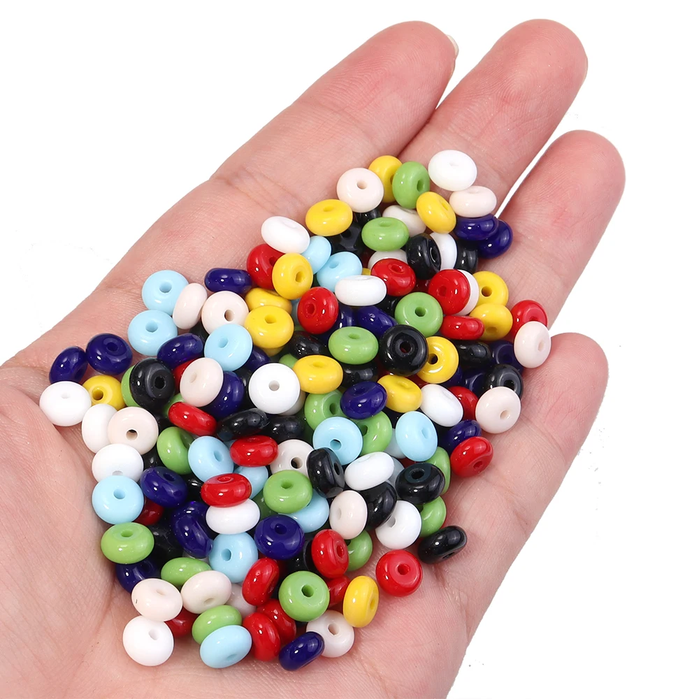 100pcs/lo Muticolor Wheel Glass Beads Abacus Beads Loose Spacer Beads For Jewelry Making DIY Necklace Bracelet Accessories