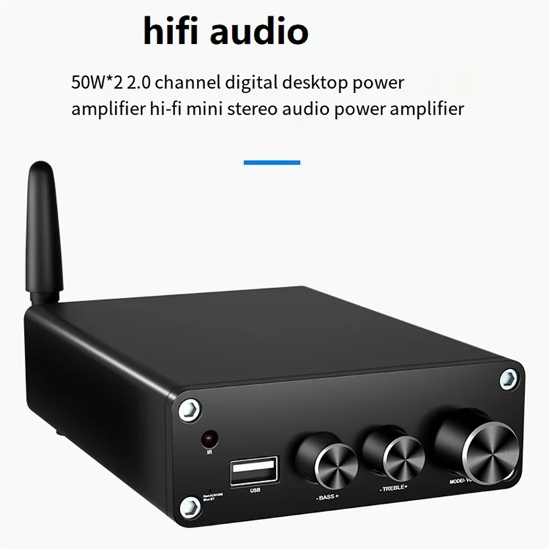 A42T-TPA3116 بلوتوث 5.3 مضخم الطاقة الرقمي Hifi ستيريو مكبر كهربائي مضخم الصوت USB فك 50 واط + 50 واط الولايات المتحدة التوصيل Durab