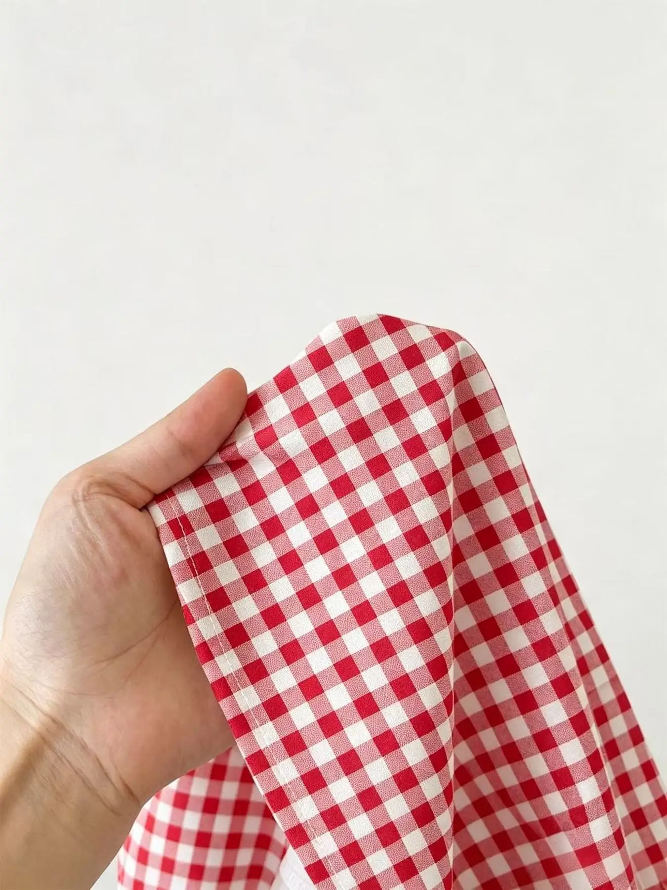 Kinder-Freizeitkleid mit Rundhalsausschnitt, Falsk-Kragen, Schleife, Karomuster und kurzen Ärmeln – Detail 8