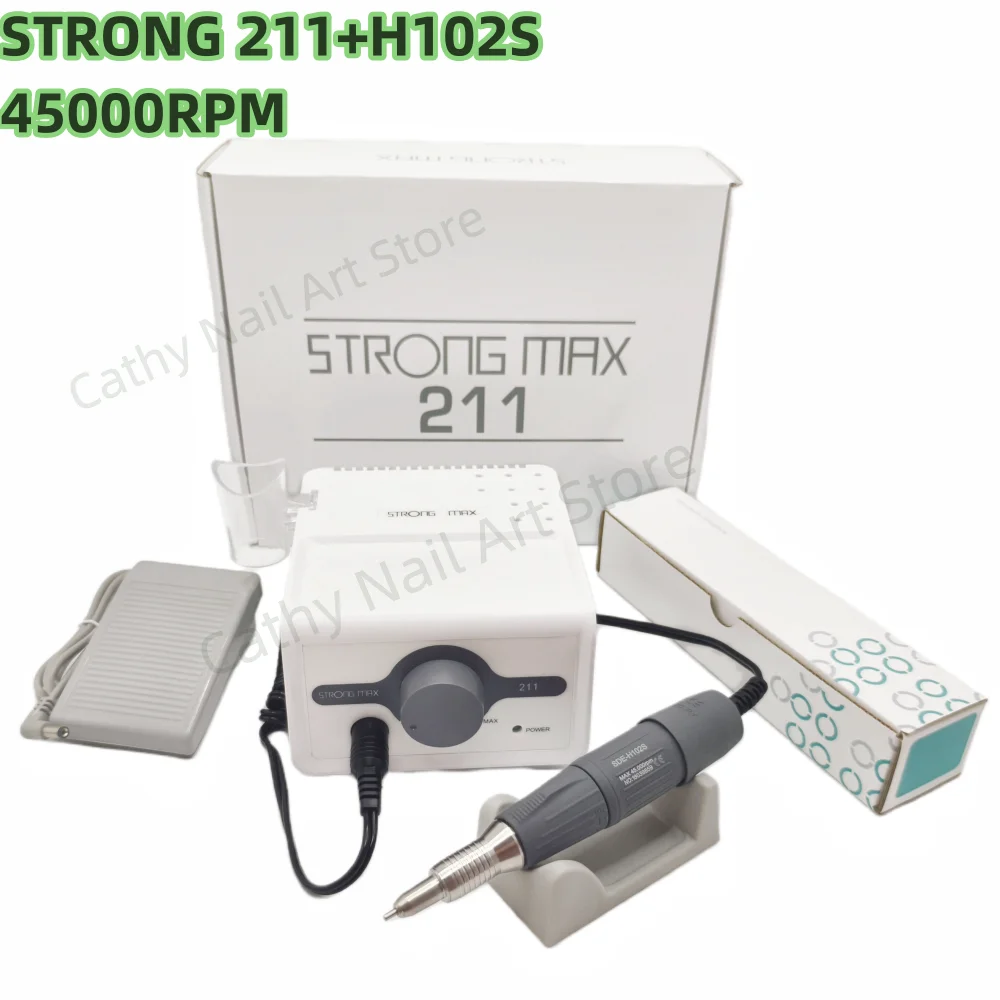 

65W Nail Drill Strong 211 Manicure Pedicure Machine 45K STRONG 210 H102S H35SP1 H35LSP Handpiece Milling Cutters Nail File Bits