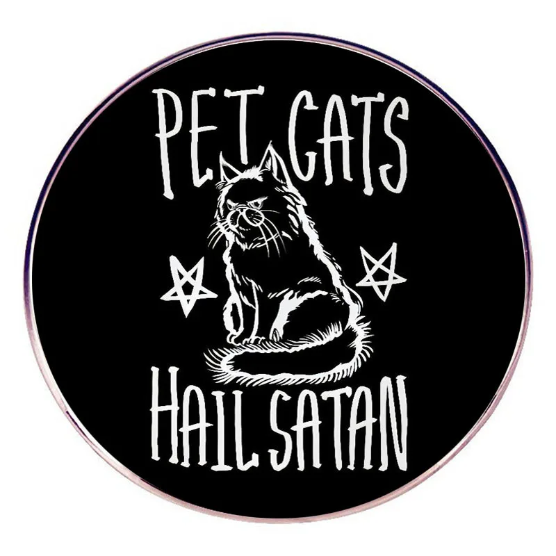 Pet Cats Hail Satan Enamel Pins Lapel Badge Brooch Decoration Jewelry