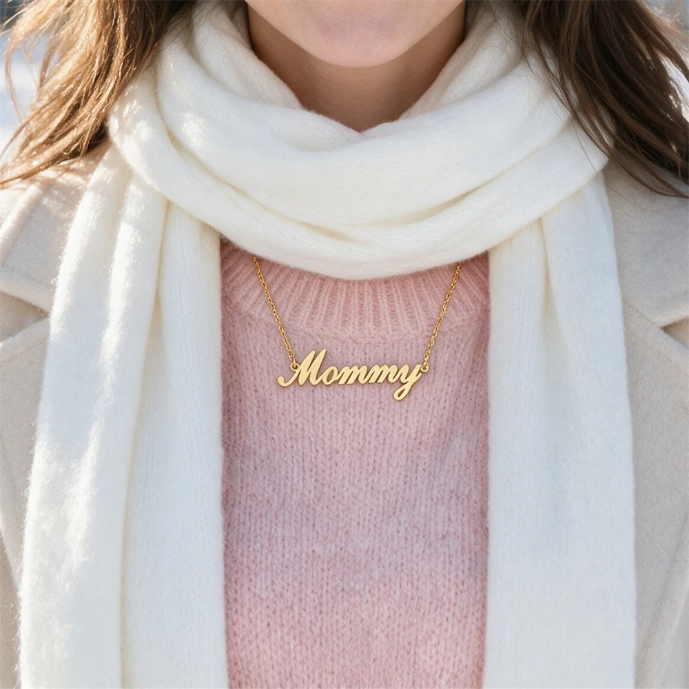 Script Name Necklace Bridesmaid Gift forever Sister Mama Necklaces for Wife Grandma Bride Nurse Choker Stainless Steel Jewelry