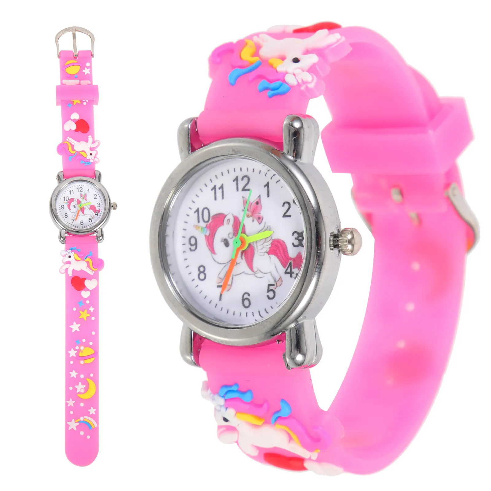 Silicone Band Kids Watch Unicorn Wrist Watch Adjustable Lightweight Children Time Learning Gift for Girls Boys Birthday School
