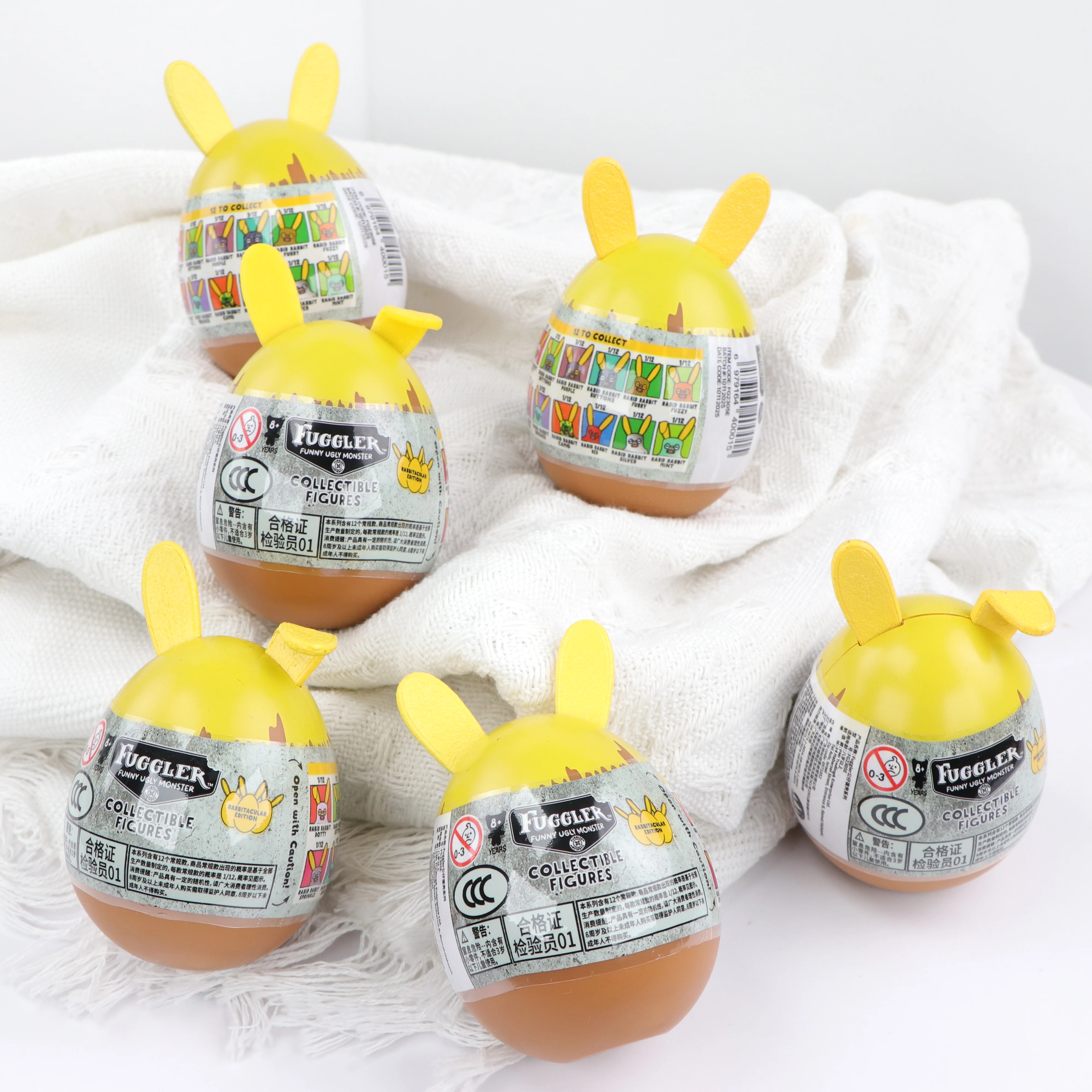 Fuggler Original Huevos Sorpresa de Pascua Kinder Muñeco Conejo Rabioso Monstruo Feo y Divertido Caja Ciega Aleatoria Juguete en Cápsula Modelos de Juguetes Regalo