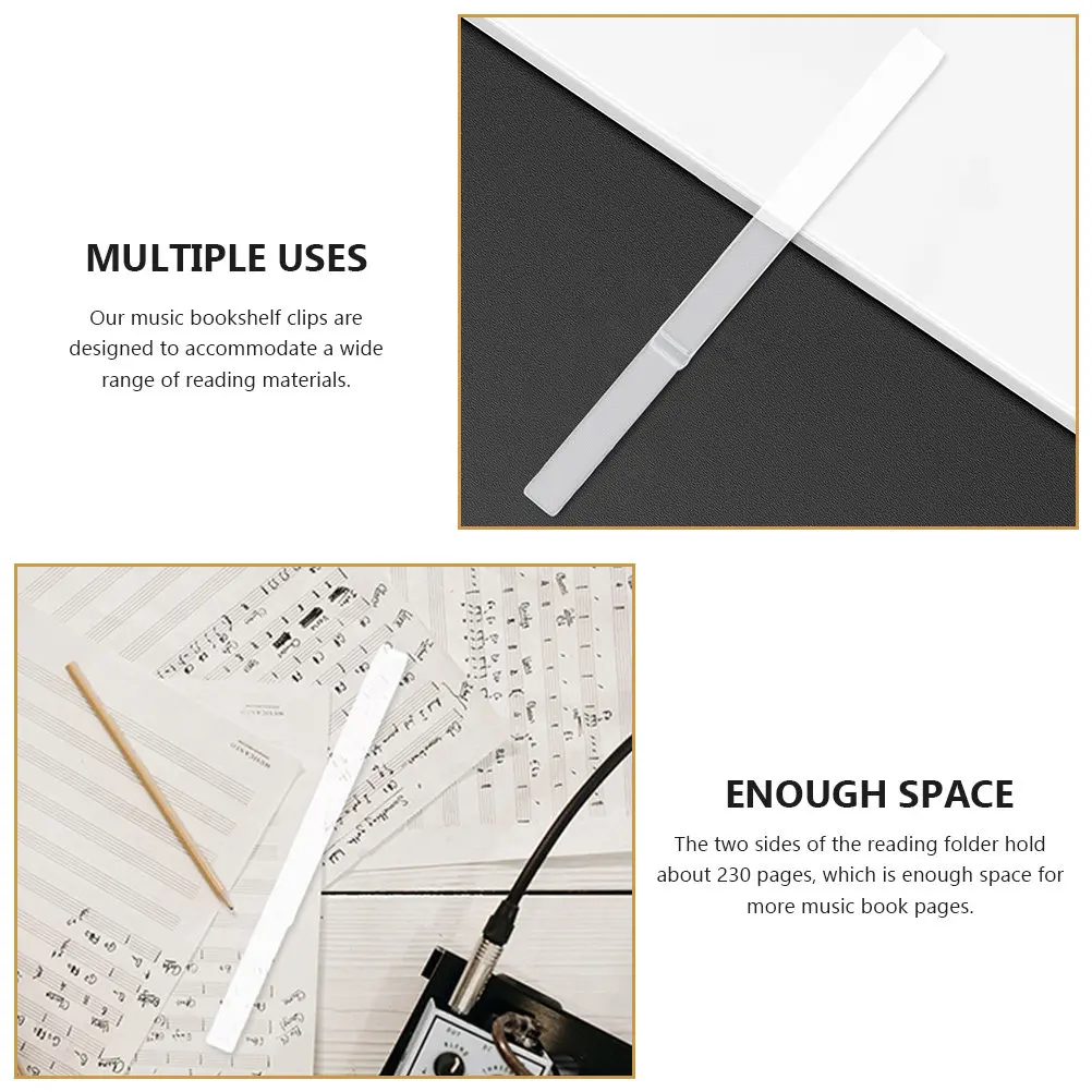 

2 шт. прозрачных держателей для нот из акрила с гладкими краями для нотных листов, для чтения, обучения и практики