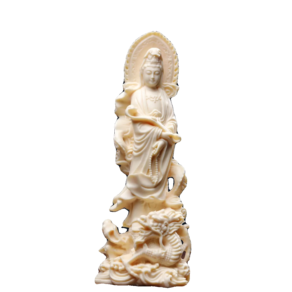 Ivory Nut Carved Avalokitesvara Decoration Royal Dragon Guanyin Dragon Year Mascot Hand Pieces Gift