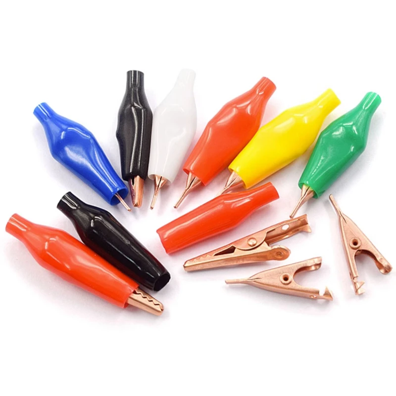 Pinces crocodiles à double extrémité pour test électrique, connecteurs de fil de cavalier, connecteurs de câble, 45mm