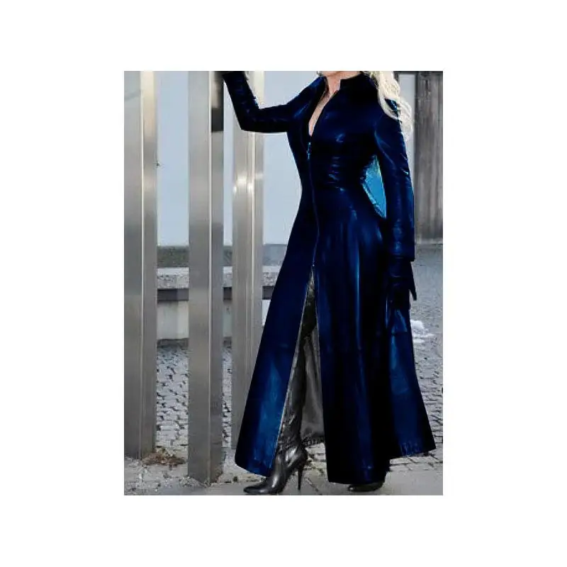 تمديد طويل Sve الوقوف طوق جلد Jaet المرأة الشارع Sle سليم صالح سستة إغلاق منتصف طول Faion ملابس خارجية