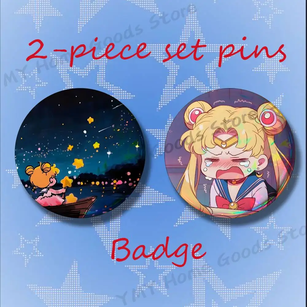 Sailor Usagi Moon Magic Girl 2-piece set Free Mix Backpack Clothes Jewelry Accessories Round Badge Collection Gifts
