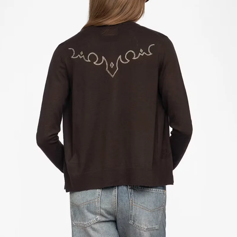 

Коричневый женский кашемировый кардиган на пуговицах, тонкий свитер, повседневные джемперы с длинными рукавами, женские кардиганы, свитера с бриллиантами, топы