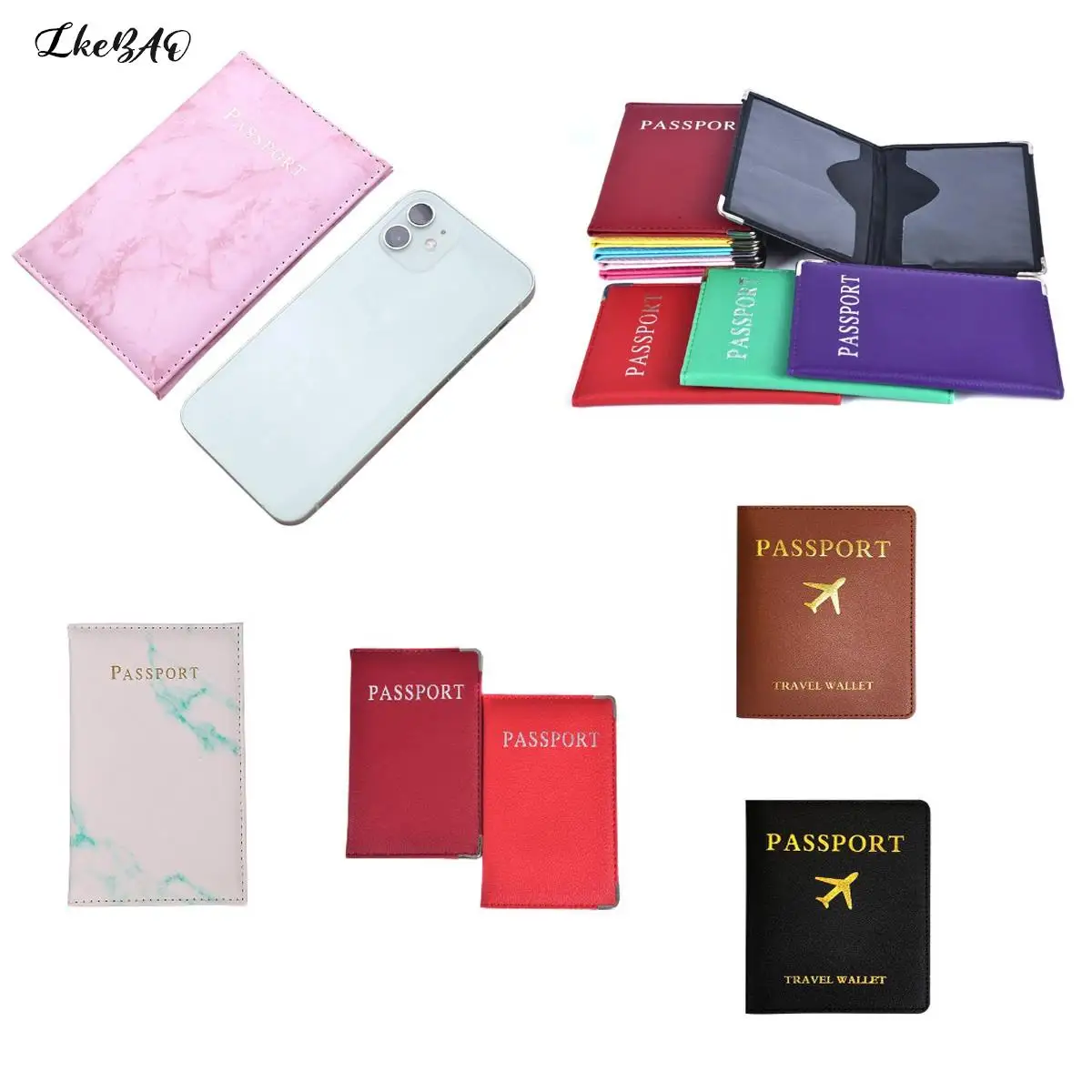 

1PCS New Women Cute Leather Passport Cover Air Tickets For Cards Travel Marble StylePassport Holder Wallet Case