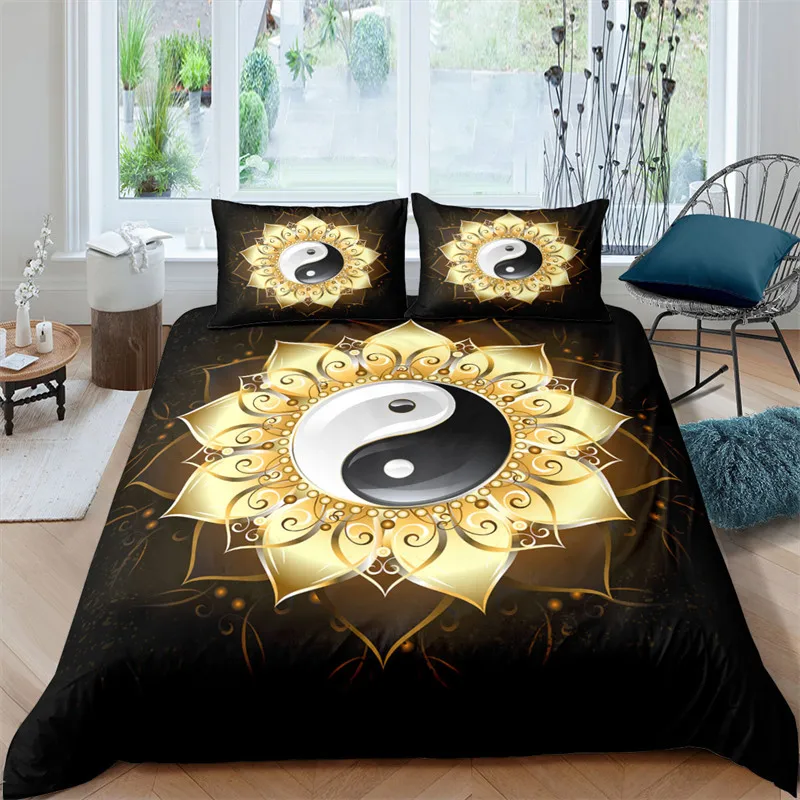 

Gossip Duvet Cover King Boho Trippy Psychedelic Art Quilt Cover Microfiber Traditional Ying Yang Theme Bedding Set For Girl Boys