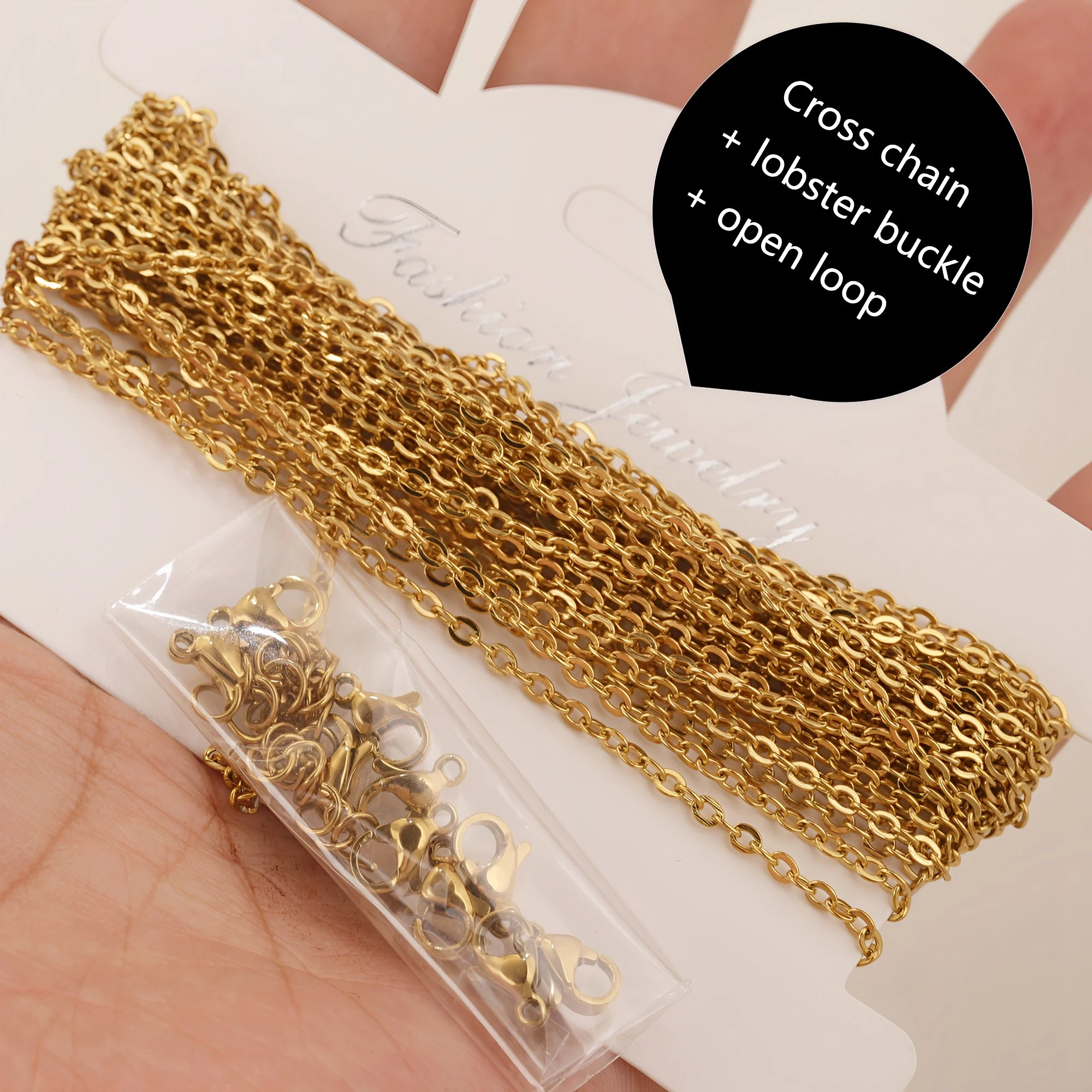 

5M PVD stainless steel cross chain +10 lobster clasp +22 open loop can DIY jewelry necklace bracelet jewelry accessories novice