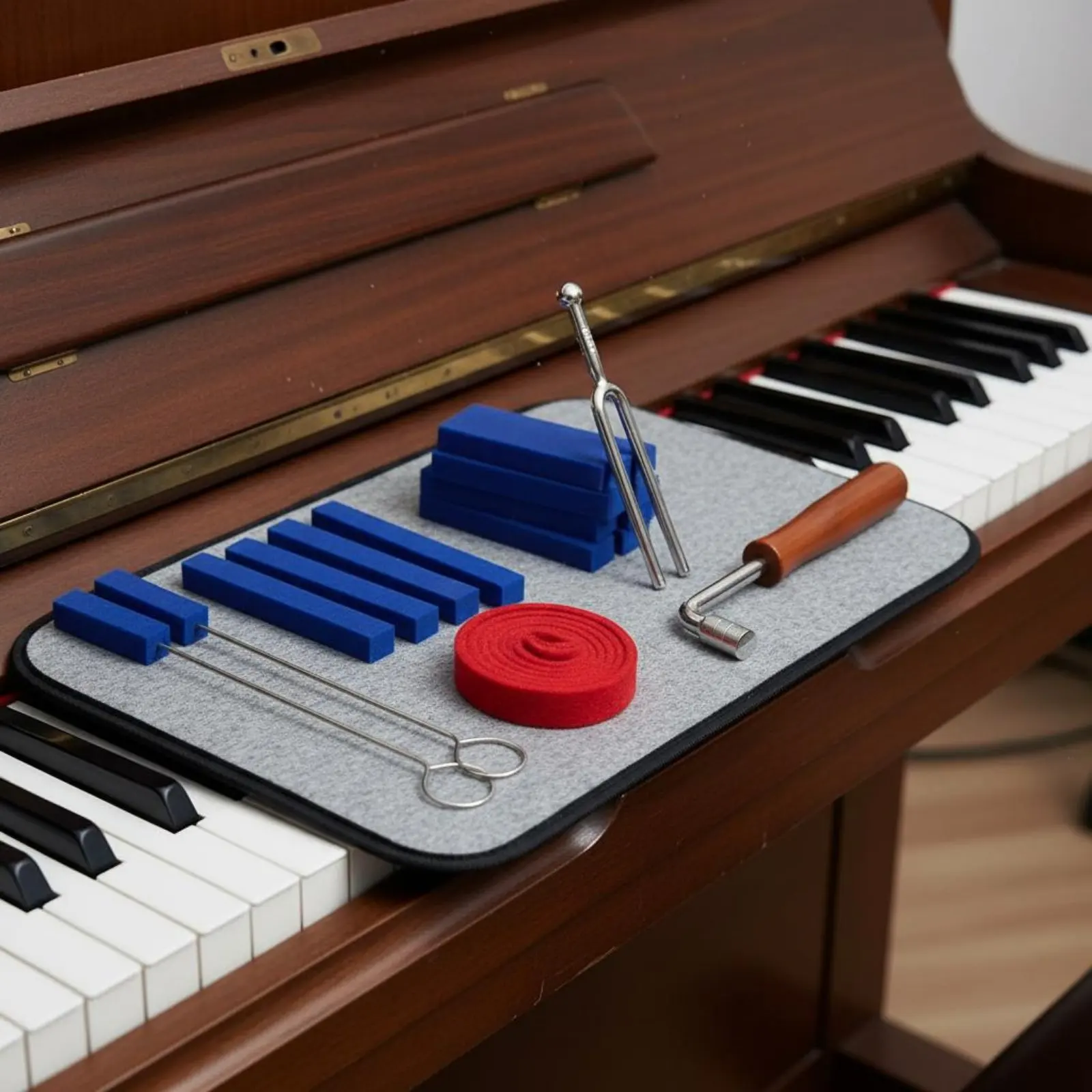

9 Pieces 9 Piece Piano Tuner Kit Portable Carry Bag Professional Piano Tuning Tool Set Rust-Resistant for Music School, Home Use