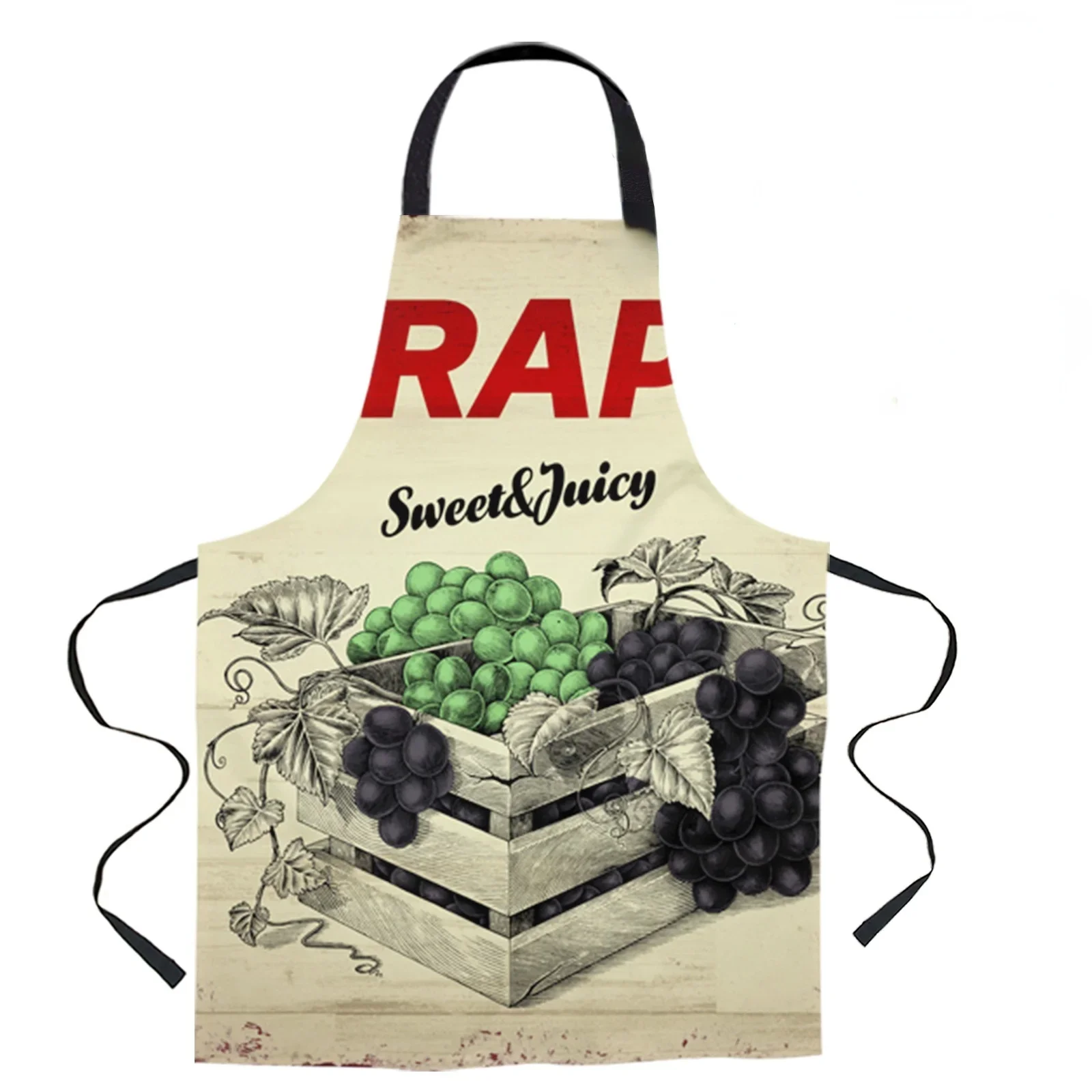 Fruit Strawberry Wood Grain Retro Apron Kitchen Home Cleaning Apron Haircut Apron Cooking Accessories Female Apron Delantal Chef
