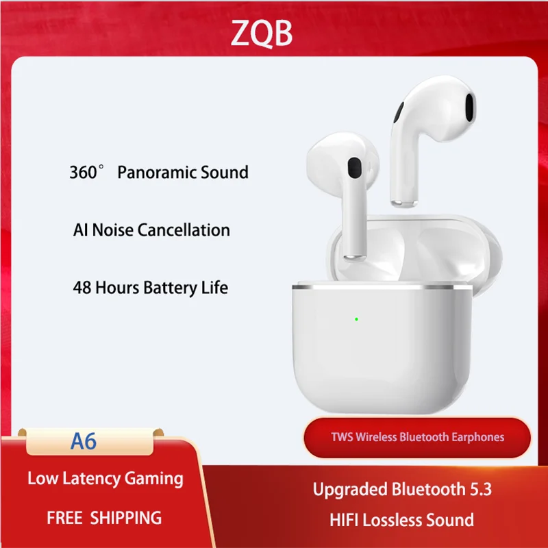 

ZQB A6 Originales TWS Bluetooth wireless headphones V5.3 in Ear Headphones With Mic noise reduction Sport Gamer Headset