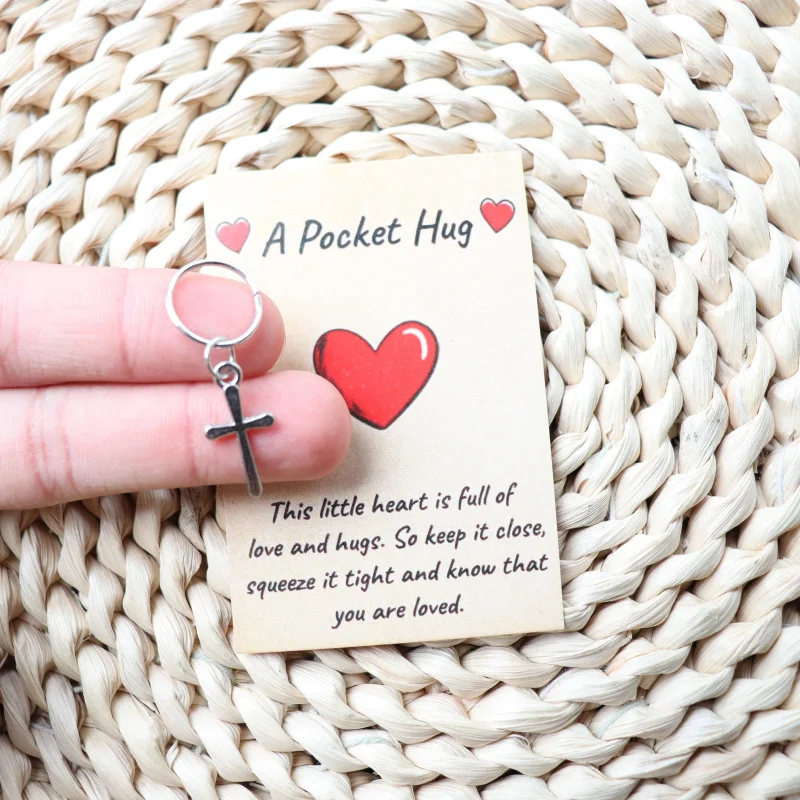 1 pièce - Cadeau de la Saint-Valentin - Porte-clés décoratif en forme de croix - Carte de vœux encourageante - Prise en charge des cartes de vœux et des cartes commémoratives