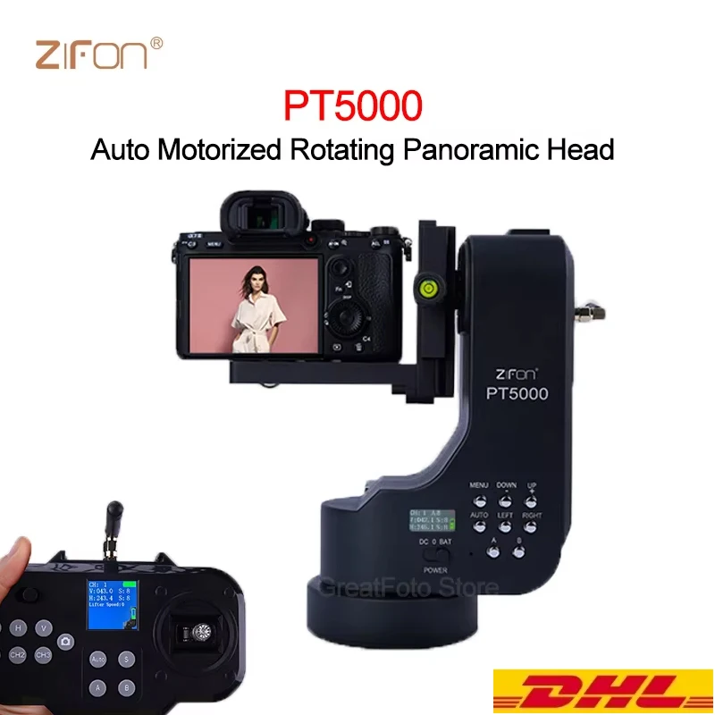 ZIFON PT5000 Auto Motorized Rotating Panoramic Head Remote Control Pan Tilt Video Tripod Head Stabilizer for Sony Canon Camera