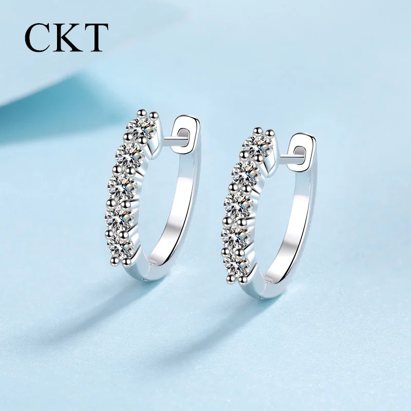 Luxury Platinum Hoop Earrings for Women 1 Carat Moissanite Small Earrings Pt950 Small Ear Wedding Fine Jewelry Manufacturer